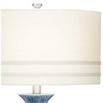 Annette Coastal Table Lamp Ceramic Blue Drip Vase Handcrafted Off White Oval Shade for Living Room Family Bedroom – Possini Euro Design