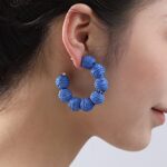 Rattan Earrings Summer Boho Raffia Ball Hoop Dangle Earrings for Women Girls Lightweight Straw Wicker Statement Earrings Bohemian Beach Earrings Jewelry Gifts (Royal Blue)