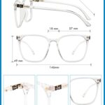 GUDVUE Oversized Blue Light Glasses, Computer Reading/Gaming/Phones Glasses, Anti Glare/UV400/Eye Strain, Large Square Frame, Clear