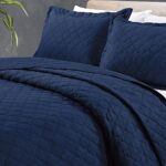 Tempcore Quilt Queen Size Navy Blue 3 Piece,Microfiber Lightweight Soft Bedspread Coverlet for All Season,Full/Queen Navy Blue,(1 Quilt,2 Shams)