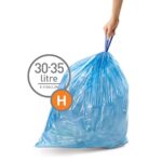 simplehuman Code H Custom Fit Drawstring Trash Bags in Dispenser Packs, 60 Count, 30-35 Liter / 8-9.2 Gallon, Blue