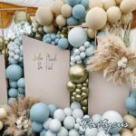 Dusty Blue White Balloon Garland Double Stuffed Pastel Light Blue Balloon White Sand Beige Cream Balloon Arch Kit Metallic Gold Latex Balloons for Neutral Baby Shower Wedding Birthday Party Decoration…