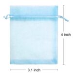 Akstore 50Pcs 3.15″x4″(8x10cm) Sheer Drawstring Organza Jewelry Pouches Wedding Party Christmas Favor Gift Bags (Pale Blue, 3.15×4)