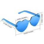 Maxdot 2 Pieces Heart Shape Rimless Sunglasses Transparent Candy Color Frameless Glasses Love Eyewear (Blue)