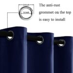 JIUZHEN Blackout Curtains with Tiebacks – Thermal Insulated, Light Blocking and Noise Reducing Grommet Curtain Drapes for Bedroom and Living Room, Set of 2 Panels, 42 x 63 Inch Length, Navy Blue