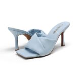 DREAM PAIRS Women’s High Stilettos Heels Mules Open Square Toe Slip On Comfort Sexy Dress Pumps Sandals Evening Party Prom Dance Shoes Baby Blue Size 9 SDHS2211W