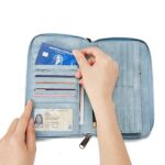 BOSTANTEN Leather Wallets for Women RFID Blocking Zip Around Credit Card Holder Phone Clutch Blue
