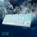 MageGee Mechanical Gaming Keyboard with Blue Switch, Compact 87 Keys Wired Computer Keyboard for Windows Laptop PC Gamer, LED Ice Blue Backlit, White
