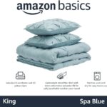 Amazon Basics All-Season Down-Alternative 3 Piece Comforter Bedding Set, King, Spa Blue, Pinch Pleat With Piped Edges