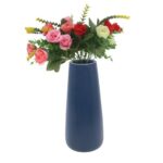 Gemseek 8 Inch Navy Blue Ceramic Vase, Cute Dark Blue Matte Flower Vase for Modern Home Decor Living Room Table Centerpieces