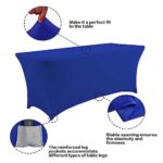 IVAPUPU 2 Pack 6FT Table Cloth for Rectangular Fitted Events Stretch Royal Blue Table Covers Washable Table Cover Spandex Tablecloth Table Protector for Party, Wedding, Cocktail, Banquet, Festival