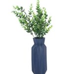 Gemseek 8 Inch Navy Blue Ceramic Vase, Royal Blue Small Matte Flower Vase for Modern Home Decor Living Room Table Centerpieces