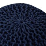 BIRDROCK HOME Round Pouf Ottoman | Cotton Braided Foot Stool round ottoman | Bedroom and Living Room poof | Navy boho ottoman | pouf ottoman foot rest