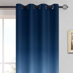 Yakamok Blue and Greyish White Thickening Polyester Ombre Curtains, Light Blocking Gradient Color Curtains, Room Darkening Grommet Window Drapes for Living Room/Bedroom (2 Panels, 52×84 Inch)