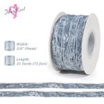 Mayreel Dusty Blue Crushed Velvet Ribbon 3/8″ x 25 Yards French Blue Ribbon for Flower Bouquet Vintage Velvet Ribbon for Wedding Invitations, Crafts, Gift Wrapping, Chritmas Decorations and Party