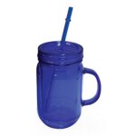 ImpecGear 20 Oz Mason Jar Doubled wall Acrylic Cup with Straw (Blue)