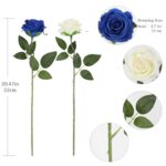 Tifuly Roses Artificial Flowers with Long Stems 12PCS Realistic Fake Roses Mashup Style Silk Flower for DIY Bouquets Home Wedding Party Decor?White & Blue?