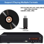 Compact DVD Player for TV, HDMI DVD Player,Multi-Region Free, with HDMI/AV/USB/MIC,Full HD Picture Quality,Anti-Skip,No Picture Freeze,Noise Cancellation(not Blu-ray DVD Player)