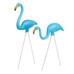 SpringBall 2 Pack Blue Flamingos Yard Decorations?Plastic Flamingo Lawn Ornaments with Metal Legs, for Home and Outdoor Decor, Party Decor, Adjustable Feet Length