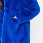 TOPONSKY Outwear Faux Fur Coats Collar Winter Outfits Furry Women Fuzzy Royla Blue L