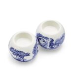 Spode Blue Italian Tealight Holders | Set of 2 Round Tealight Holders | Made of Fine Porcelain | 4 Inch Candle Holders for Home Décor and Housewarming Gift | Dishwasher Safe