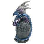 JORAE Dragon Statue On Sparkling Faux Crystal Cave Light Up Color Changing LED Collectible Dragon Figurine Home Décor (Blue), 8.5″ H