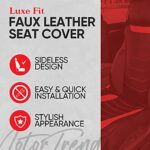 Motor Trend LuxeFit Blue Seat Cover for Cars Trucks Van SUV (1 Piece), Premium Faux Leather Car Seat Cover, Easy to Install Automotive Seat Cover with Storage Pockets, Fits Most Vehicles