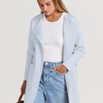 ANRABESS Women’s Open Front Knit Lightweight Cardigan Casual Long Coatigan Sweater Lady Jacket Coat 2024 Fall Outerwear Light Blue Medium