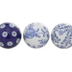 Deco 79 Glam Ceramic Orbs & Vase Filler with Assorted Patterns, Set of 6 3″D, Blue