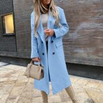 Women’s Coats, Woolen Fashion Slim-Fit Belt Lapel Pocketed Shacket Flannel Trench Coat Dress for Women Womans Coat Long Jacket Fall Coats Peacoat Winter Womens Coat Dress (S, Blue)