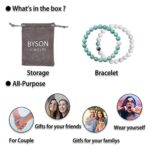 Byson Men Women 8mm White Howlite Turquoise Beads Couple Bracelets Set Crystals Stretch Friendship Relationship Bracelet ¡­ (Blue-White)¡­