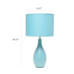 Simple Designs LT2002-BLU Oval Bowling Pin Base Ceramic Table Desk Lamp with Matching Fabric Shade, Blue