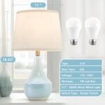 GyroVu Table Lamp Set of 2, 18.63” Ceramic Table Lamp Classic Beside Lamps Nightstand Lamp Modern Table Lamp for Living Room, Bedroom & Office Rocker Swtich Sky Blue-LED Bulbs Included