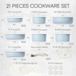 CAROTE 21pcs Detachable Handle, Pots and Pans Set, Nonstick Cookware Set Induction Kitchen Cookware Sets Non Stick with Removable Handle, RV Cookware Set, Oven Safe Cookware Set, Blue