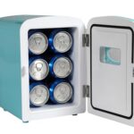 Frigidaire EFMIS137-BLUE Retro Mini Personal Fridge Cooler, Holds up to 6 Cans, Portable for Car, Office, Bedroom, Dorm Room, or Cabin, AC and DC Input, Blue