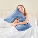 BEDELITE Satin Pillowcase for Hair and Skin, Super Soft and Cooling Similar to Silk Pillow Cases 2 Pack with Envelope Closure, Gift for Women Men(20″x26″ Standard Size, Airy Blue)