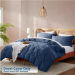 Nestl Navy Blue Duvet Cover Queen Size – Soft Double Brushed Queen Duvet Cover Set, 3 Piece, with Button Closure, 1 Duvet Cover 90×90 inches and 2 Pillow Shams