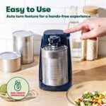 BELLA Electric Can Opener and Knife Sharpener, Multifunctional Jar and Bottle Opener with Removable Cutting Lever and Cord Storage, Stainless Steel Blade, Navy