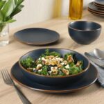 Gibson Home Hazeltine 16 Piece Plates and Bowls Dishes Stoneware Ceramic Dinnerware Set – Navy Blue