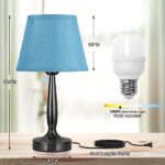 Touch Bedside Lamp for Bedroom with USB C Port, Small Touch Table Lamp with 2 USB Charging Ports, 3 Way Dimmable Nightstand Lamp for Living Room and Office – Turquoise Blue (LED Bulb Included)