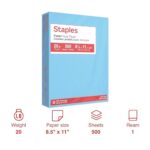 Staples Pastel 30% Recycled Color Copy Paper, 20 lbs., 8.5-inch x 11-inch, Blue, 500/Ream (14786)