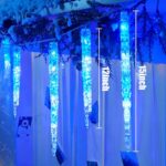 Minetom Icicle Lights Outdoor with Clips, 24.6ft 100 LED 20 Tubes Twinkling Icicle String Lights, Connectable Waterproof Hanging Icicle Christmas Lights Plug in for Eave Outdoor, Blue and White