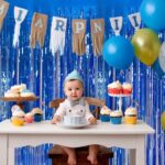 Blue Streamers Party Decorations 3.3×8.2ft, 2 Pack Dark Blue Tinsel Backdrop for Ocean Themed Party Decor, Glitter Blue Foil Fringe Curtains for Door Decorations Hanging Birthday Baby Shower Halloween