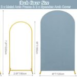 7.2FT, 6FT Wedding Arch Stand and Matching Dusty Blue Spandex Fitted Arch Backdrop Cover Set, Round Top Chiara Backdrop Stands and Covers for Birthday Party Baby Shower Arch Decor (Dusty Blue)