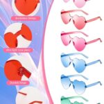 GCQJOQ 2 Pairs Heart Sunglasses for Women, Pink Heart Glasses for Party Favor, Blue