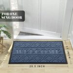 Yimobra Welcome Mat Outdoor Indoor, 29.5×17 All-Season Waterproof Front Door Mat, All-Weather Heavy Duty Doormat, Low Profile Porch Patio Entrance Mat, Non Slip Outside Mat, Blue