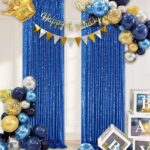 Royal Blue Backdrop Curtain Panels 2 Pieces 2ftx8ft Sequin Party Background for Birthdays Independence Day Theme Decorations