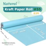 SMART&CASUAL 17.8″ x 760″ (63′) Light Blue Kraft Craft Paper Roll for Gift Wrapping Bulletin Board Bouquet Flower Kids Art Packing Parcel Table Covering 80GSM 55LB (Light Blue, 17.8″ x 63′)