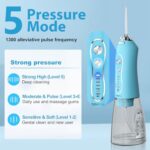 Water Dental Flosser Teeth Cleaner Pick, H2ofloss Cordless Portable Oral Irrigator,5 Mode IPX7 Waterproof Teeth Picks 300ML Rechargeable WaterFlosser for Teeth Cleaning Sky Blue