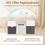 211+ Replacement Filter Compatible with Blueair Blue Pure 211+ and 211+ Auto, Foldable 211+ Series Filter Particle & Activated Carbon Filter for Home and Wildfire Smoke, White, 1 Pack